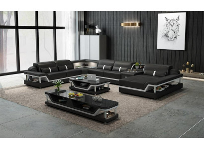 Designer Wunnlandschaft U-Form Canapé Ecksofa Polster Garnitur Ecksatzausstellung