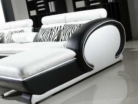 Ledercouch Eckcouch +2x Hocker Set Polster U Form Canapé Design