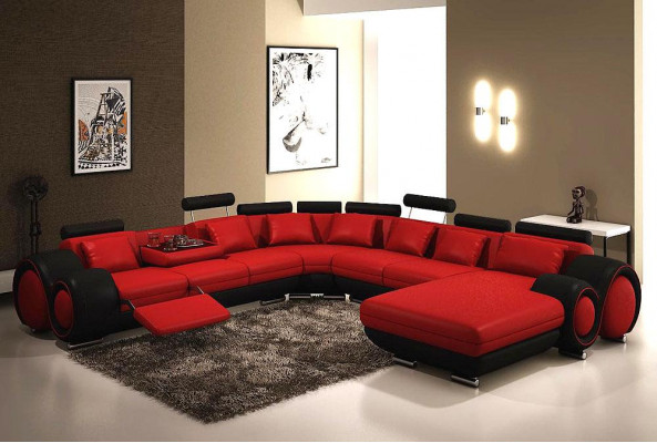 Ledersofa Canapé Polster Sëtz Garnitur Canapéen Wunnlandschaft GROUSS XXL