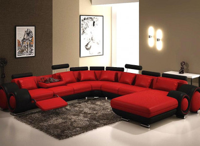 Ledersofa Canapé Polster Sëtz Garnitur Canapéen Wunnlandschaft GROUSS XXL