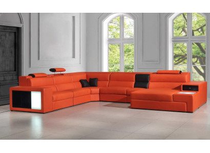 Ecksofa Ledersofa Grouss XXL U-Form Wohnlandschaft Sofa Deko Canapé Garnitur
