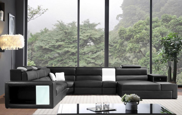 Ecksofa Ledersofa Grouss XXL U-Form Wohnlandschaft Sofa Deko Canapé Garnitur