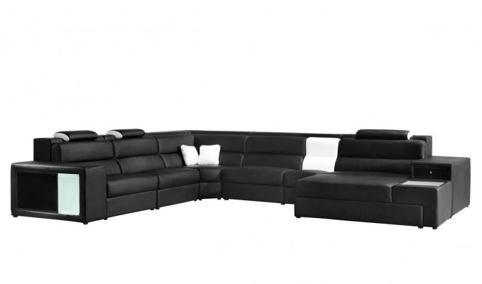 Ecksofa Ledersofa Grouss XXL U-Form Wohnlandschaft Sofa Deko Canapé Garnitur