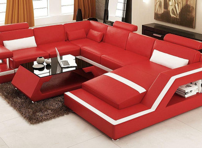 Rout Lederecksofa Grouss XXL U-Form Wunnlandschaft Sofa Canapé