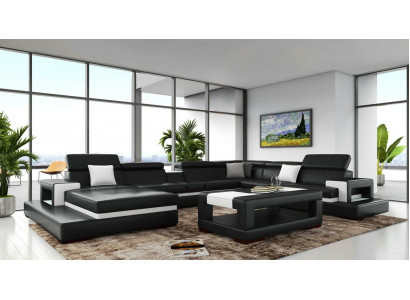 Schwaarze Ecksofa Wunnlanschaft Lieder Sofa Relax Funktioun Couchen Grouss