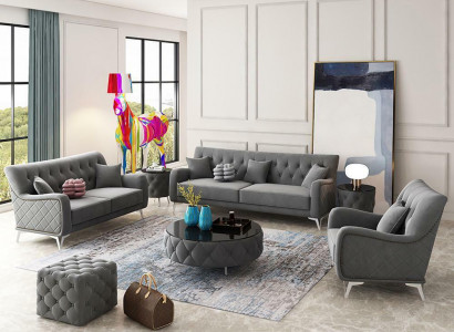 Sofagarnitur 7tlg. Set Sofa Sëtz Couchtisch Couch Modern Sofae Samtsofa Nei