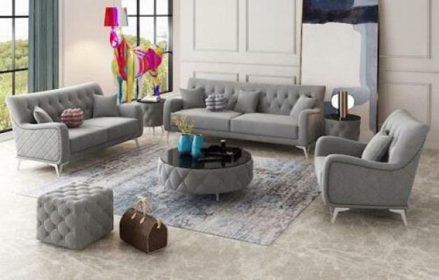 Sofagarnitur 7tlg. Set Sofa Sëtz Couchtisch Couch Modern Sofae Samtsofa Nei