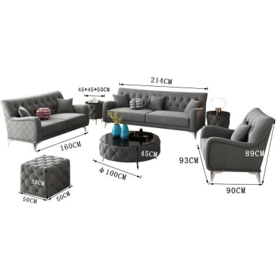 Sofagarnitur 7tlg. Set Sofa Sëtz Couchtisch Couch Modern Sofae Samtsofa Nei