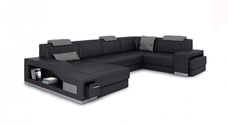 Wohnlandschaft Ecksofa U-Form Eckcouch LED Beleuchtung Canapé Couch