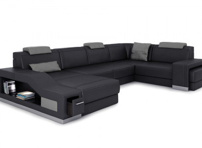 Wohnlandschaft Ecksofa U-Form Eckcouch LED Beleuchtung Canapé Couch