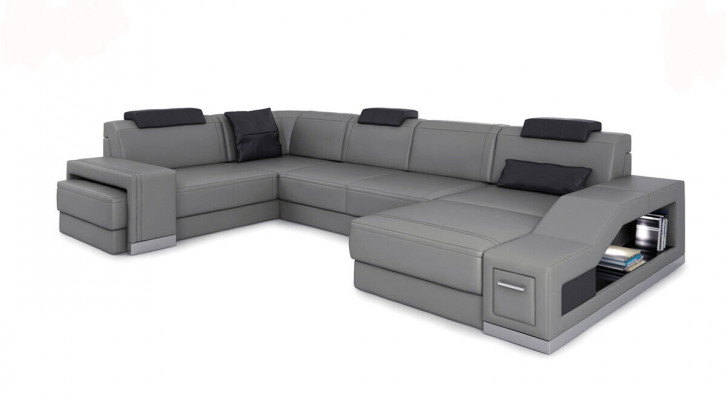 Wohnlandschaft Ecksofa U-Form Eckcouch LED Beleuchtung Canapé Couch