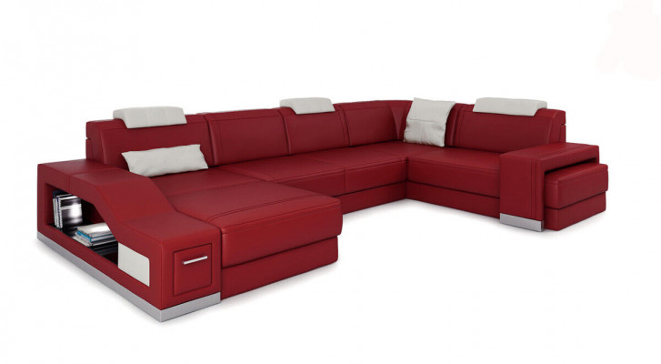 Wohnlandschaft Ecksofa U-Form Eckcouch LED Beleuchtung Canapé Couch