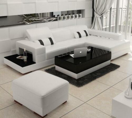 Ledercouch L Form Canapé Wohnlandschaft Eckssofa Eck Garnitur Design
