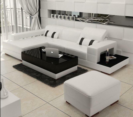 Ledercouch L Form Canapé Wohnlandschaft Eckssofa Eck Garnitur Design