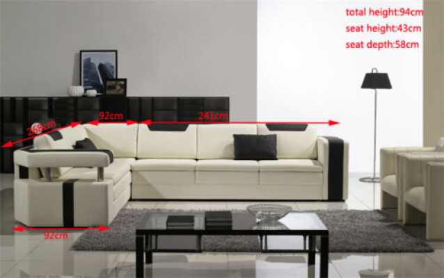 Designer Wunnzëmmer Eckkanapé Couch Polster Sëtz Eck Garnitur