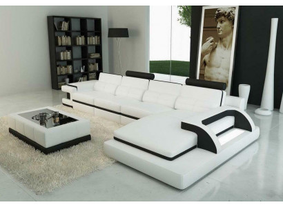 Ecksofa L-Form Sofa Canapé Design Geri Polster Lieder Modern Beliichtete
