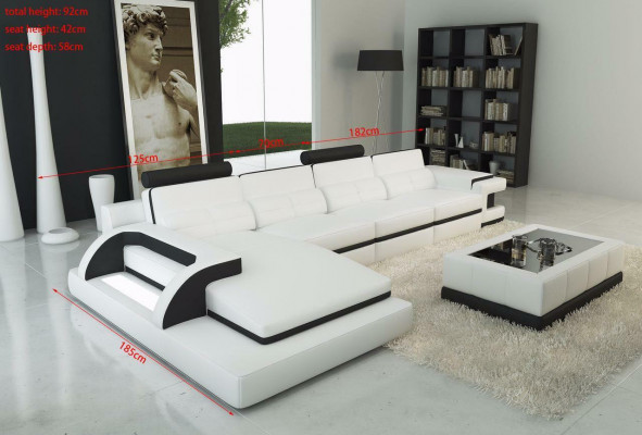 Ecksofa L-Form Sofa Canapé Design Geri Polster Lieder Modern Beliichtete