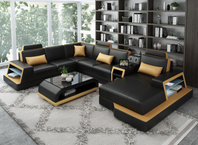 U Form Sofa Canapé Polster Garnitur Ecksofa Wunnlandschaft Lieder Design