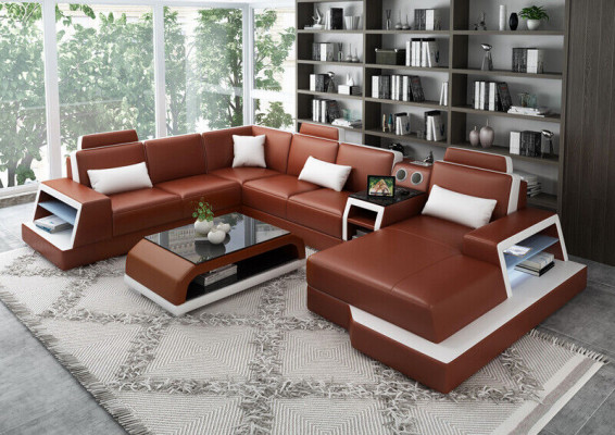 U Form Sofa Canapé Polster Garnitur Ecksofa Wunnlandschaft Lieder Design