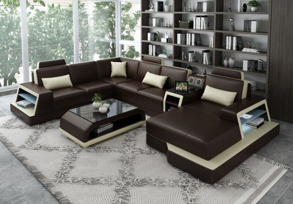 U Form Sofa Canapé Polster Garnitur Ecksofa Wunnlandschaft Lieder Design
