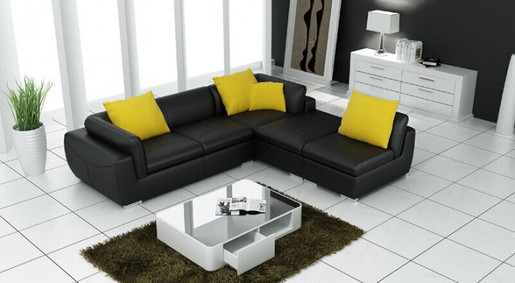 Ledersofa L-Form Couch Wunnlandschaft Ecksofa Garnitur Dekor Design Modern