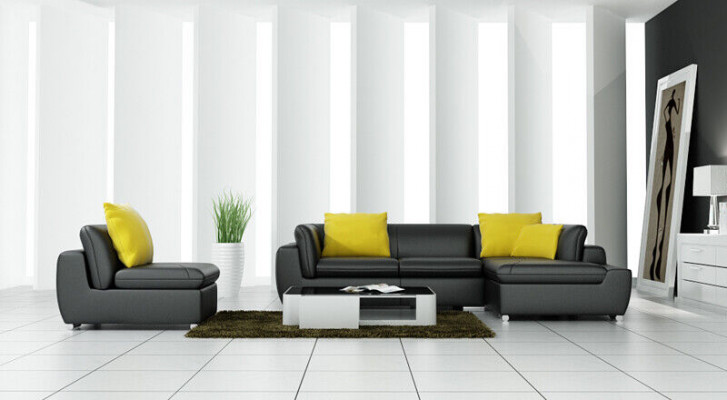 Ledersofa L-Form Couch Wunnlandschaft Ecksofa Garnitur Dekor Design Modern