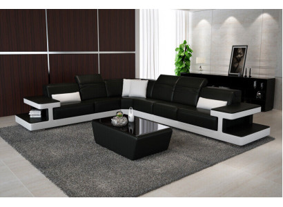 Ledercouch L-Form Couch Wohnlandschaft Dekor Ecksofa Garnitur Design Modern