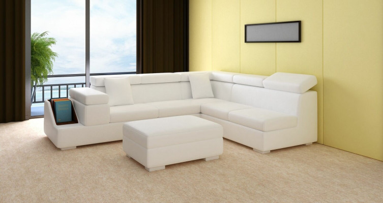 Ecksofa L Form Sofa Canapé Polstersitzgarnitur Wunnlandschaft Ledercanapé Hocker