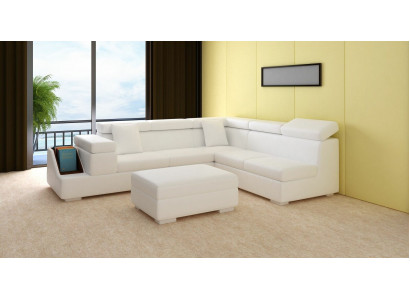 Ecksofa L Form Sofa Canapé Polstersitzgarnitur Wunnlandschaft Ledercanapé Hocker