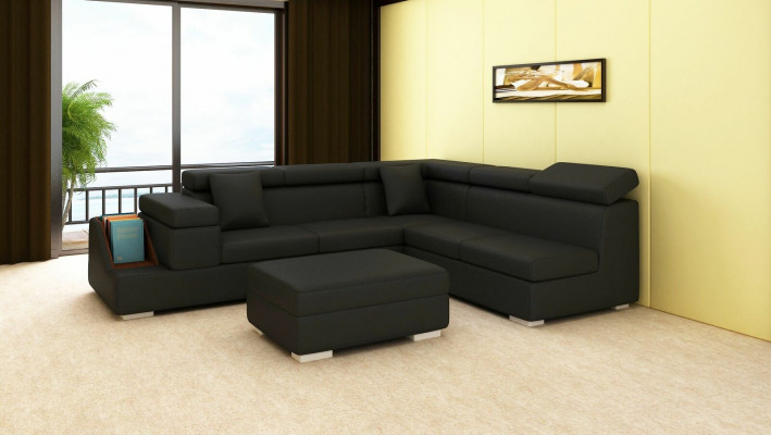 Ecksofa L Form Sofa Canapé Polstersitzgarnitur Wunnlandschaft Ledercanapé Hocker