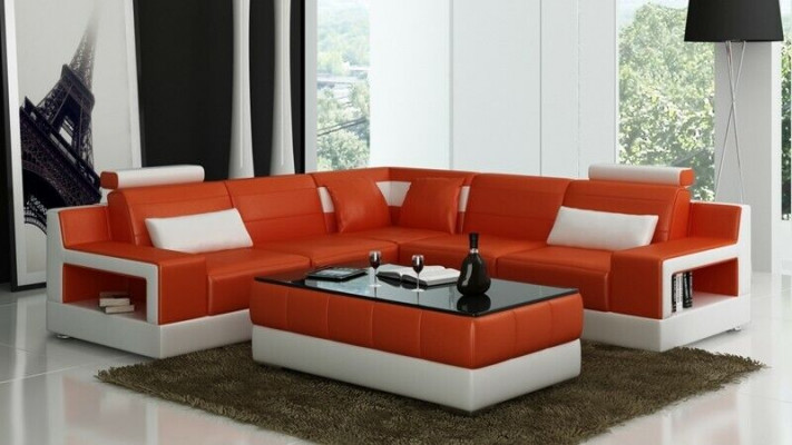 Designer Garnitur Sofa Canapé Ecksofa mat Hocker Wunnlandschaft Polster