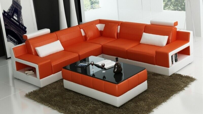 Designer Garnitur Sofa Canapé Ecksofa mat Hocker Wunnlandschaft Polster