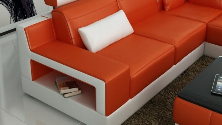 Designer Garnitur Sofa Canapé Ecksofa mat Hocker Wunnlandschaft Polster