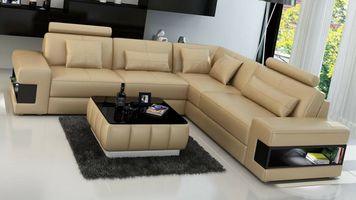 Eckcouch a Form Sofa Couch Polster Eckcouches Wunnlandschaft Ledersofa