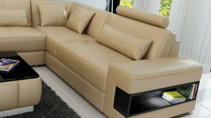 Eckcouch a Form Sofa Couch Polster Eckcouches Wunnlandschaft Ledersofa