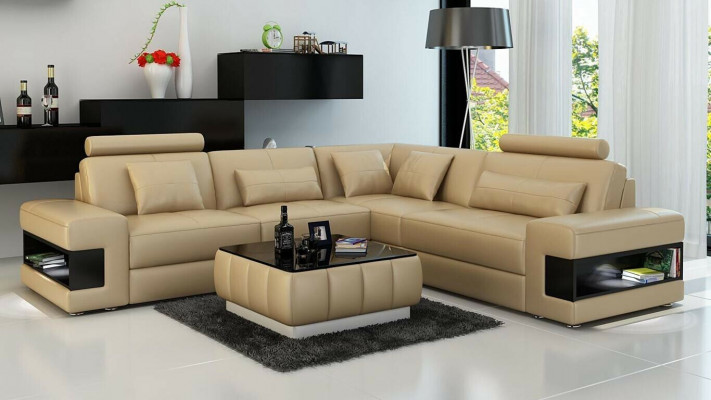 Eckcouch a Form Sofa Couch Polster Eckcouches Wunnlandschaft Ledersofa