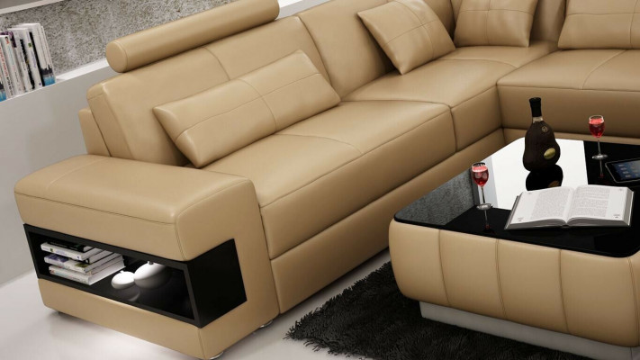 Eckcouch a Form Sofa Couch Polster Eckcouches Wunnlandschaft Ledersofa