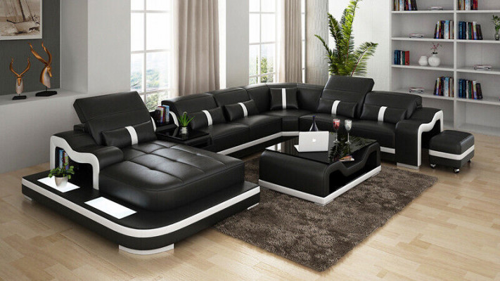 U-Form Sofa Canapé Polsterset Wunnlandschaft Eckssofa Lieder