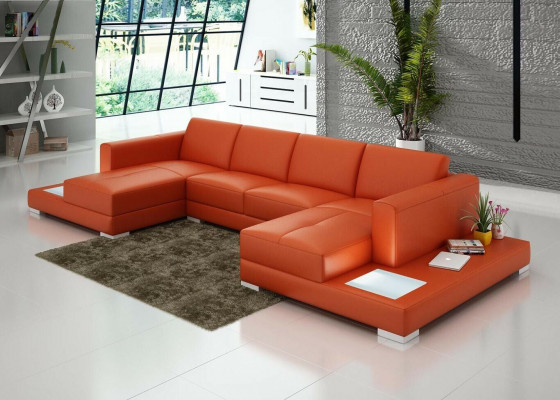 U Form Canapé Couch Polstergarnitur Wunnlandschaft Design Eckecksofa Lieder