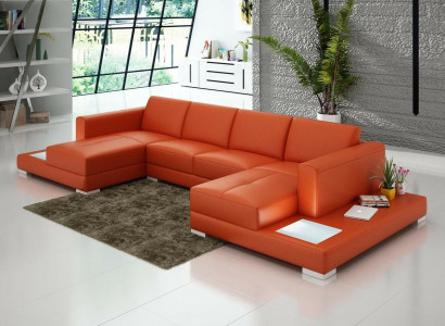 U Form Canapé Couch Polstergarnitur Wunnlandschaft Design Eckecksofa Lieder
