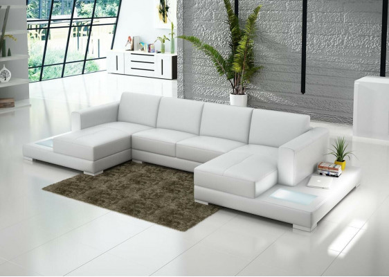 U Form Canapé Couch Polstergarnitur Wunnlandschaft Design Eckecksofa Lieder