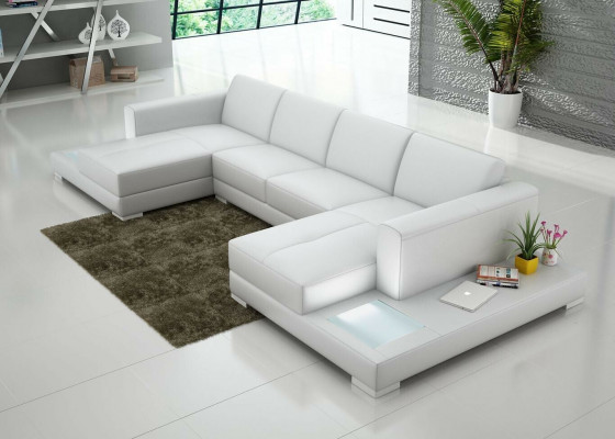 U Form Canapé Couch Polstergarnitur Wunnlandschaft Design Eckecksofa Lieder