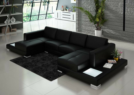 U Form Canapé Couch Polstergarnitur Wunnlandschaft Design Eckecksofa Lieder