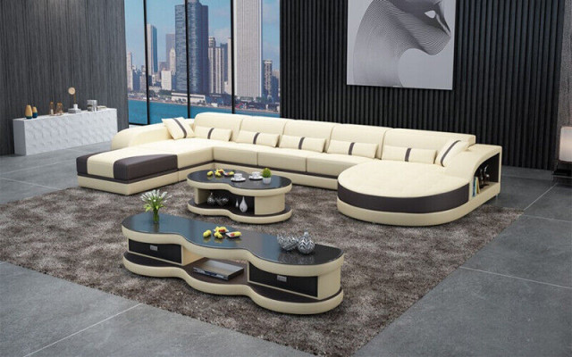 Sofaen U-Form Sofa Couch Polster Wunnlandschaft Garnitur Design Ecksofa