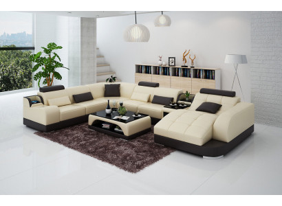 Liederdivan Designer Divan U-Form Wunnlandschaft Canapé Polstersofa Ecksdivan