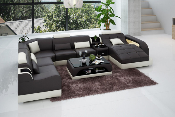 Liederdivan Designer Divan U-Form Wunnlandschaft Canapé Polstersofa Ecksdivan