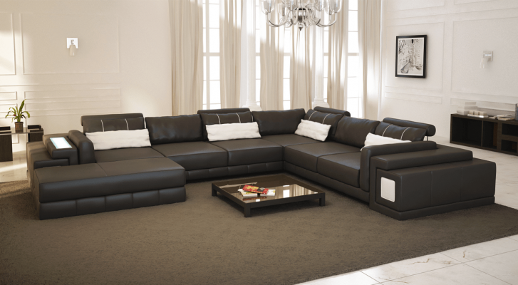 Léiercouch U-Form Couch Wunnlandschaft Eckcouch Garnitur Design Modern Sofa nei