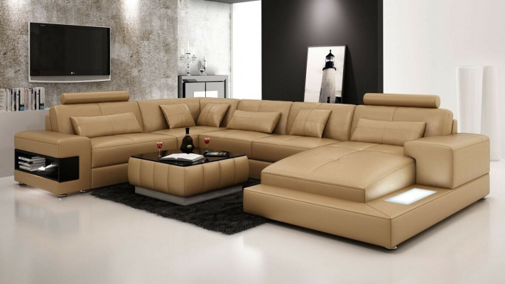 Eckcouch Ledercouch Polstersëtzer Wunnlandschaft Couch Sofa Eckgarnitur U-Form