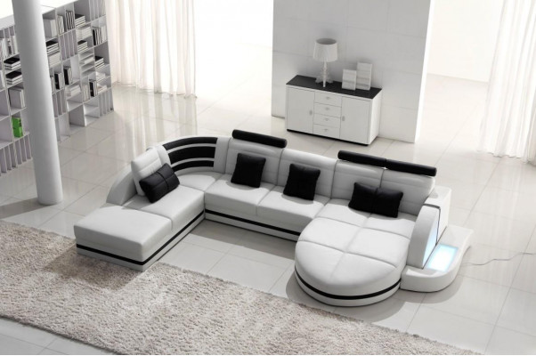 Ecksofa Ledersofa Grouss XXL U-Form Wunnlandschaft Sofa Canapé Garnitur Canapéen Eck-Ecksofa