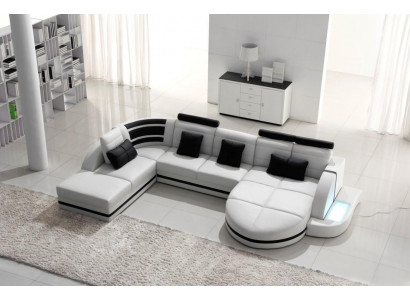 Ecksofa Ledersofa Grouss XXL U-Form Wunnlandschaft Sofa Canapé Garnitur Canapéen Eck-Ecksofa